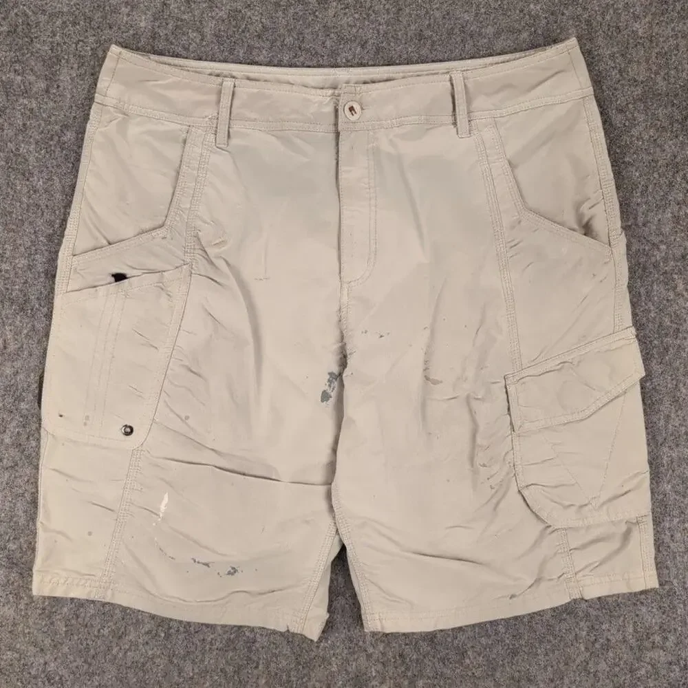 AFTCO Shorts Mens 38 Beige Nylon Cargo Fishing Stretch Pockets Outdoor Workwear